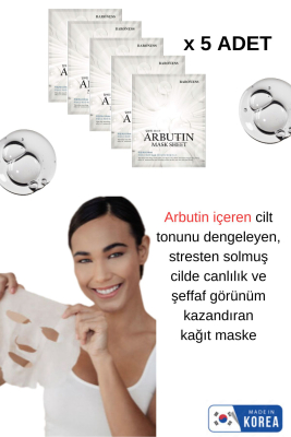 Arbutin Içeren Cilt Tonu Dengeleyici Aydınlatıcı 5'li Set Kore Yüz Maskesi 21ml Ikore