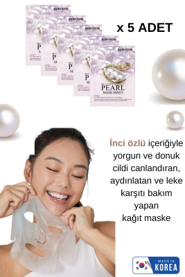 İnci Özlü Canlandırıcı Aydınlatıcı Ve Leke Karşıtı 5'li Set Kore Yüz Maskesi 21ml Ikore