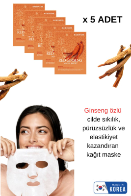 Kırmızı Gınseng Özlü Pürüzsüzleştirici Ve Sıkılaştırıcı 5'li Set Kore Yüz Maskesi 21ml Ikore